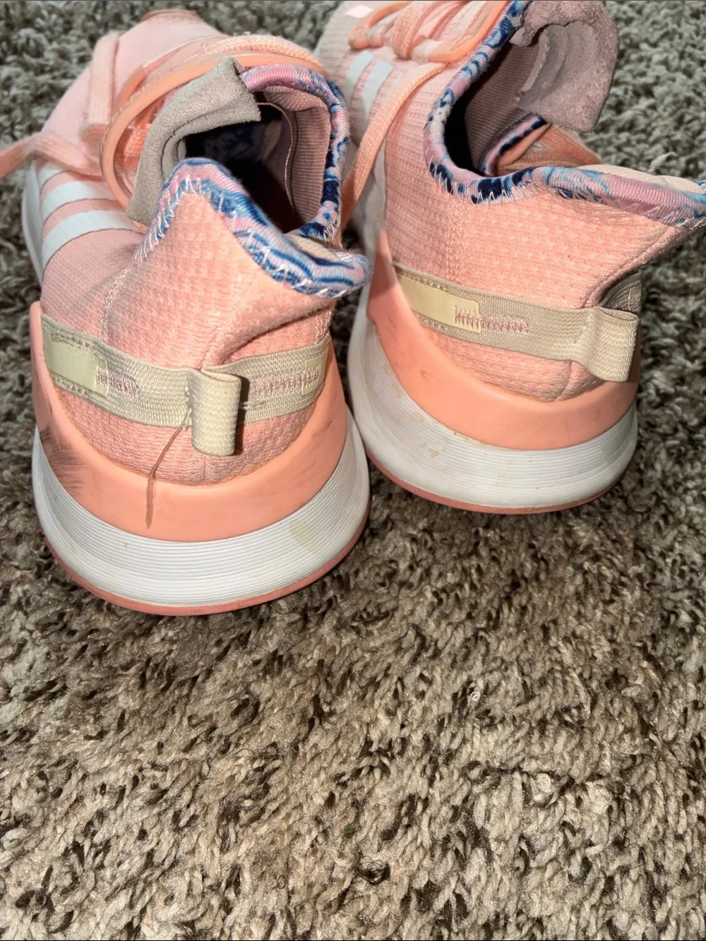 adidas Peach Women’s Running Sneakers with White Stripes